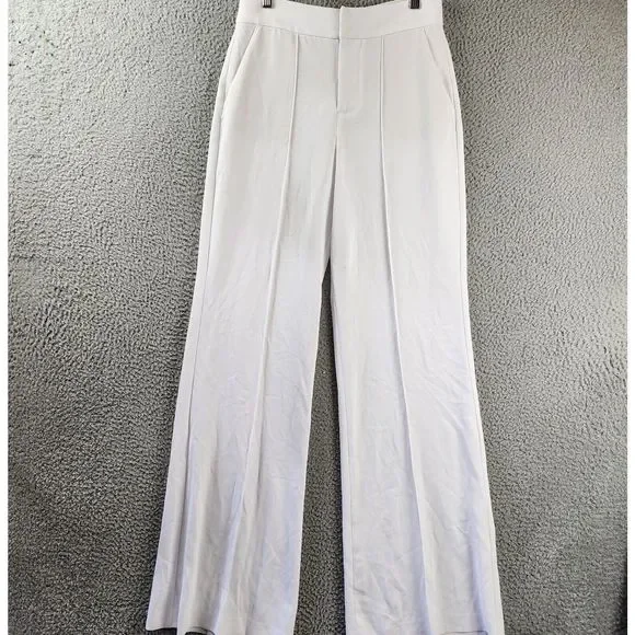 Alice +Olivia Dylan High Waist Wide Leg Pants Women's 4 White Hook & Eye Closure - Picture 1 of 13